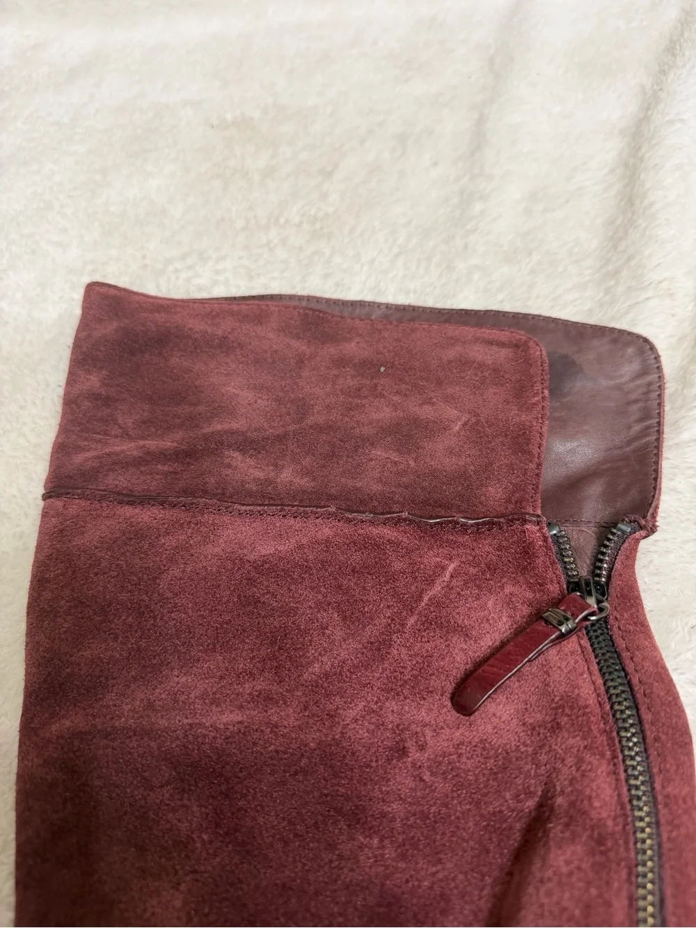 Via Spiga Burgundy Suede Leather Over the Knee Flat Boots Size 8